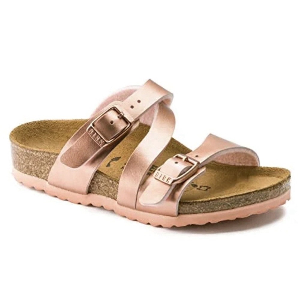 Birkenstock Selina Kids Strappy Slide Soft Metallic Rose Size 26 Kids 8